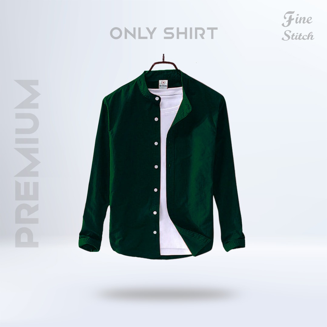 Band Collar Shirt - Green