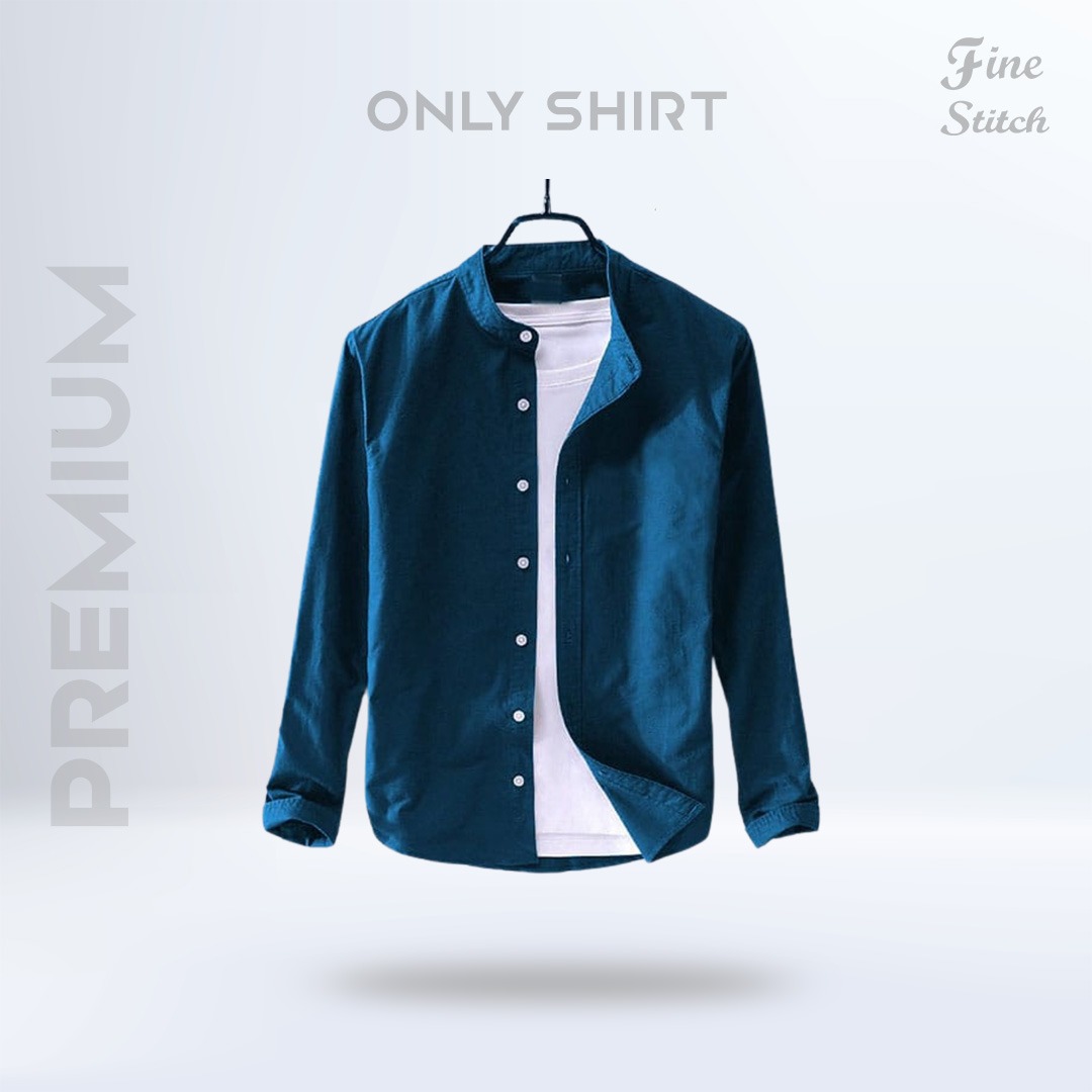 Band Collar Shirt - Petrol